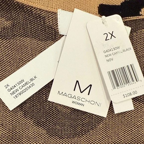 NWT Magaschoni Camel and Black Leopard Print Long Cardigan - Picture 5 of 5